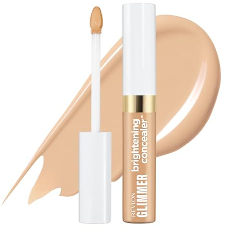 REVLON Glimmer Brightening Concealer – Corrector Líquido Iluminador, con Cafeína, Vitamina C y Esteviósido, Fórmula Ultraligera, Acabado Natural hasta 24H, Tono 135, 9ml