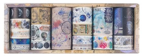 PORUPAEL 18 Rollen Washi Abdeckband-Set, floralem Masking Washi Tape dekoratives Klebeband zum Basteln, verschönern Bullet Journals, Planer mehrfarbig (Farbig B)
