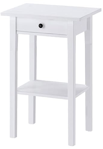 Inter Link - Beistelltisch – 1 Tür & 1 Ablage – Stauraum-Tisch - klassischer Stil – Nachttisch - Flurtisch – Kiefer Massivholz - Weiß lackiert – 1S
