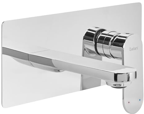 Grifo monomando de latón empotrado para lavabo en pared plateado Chungara