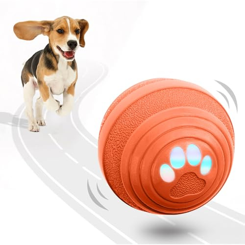 Balle Interactive pour Chien - Jouet intelligent pour Chiens de Petite et Moyenne Taille, Balle à Mouvement Automatique, Coque durable en TPU+PC, Jouets qui Occupent les Chien, pour Chiens (Orange)