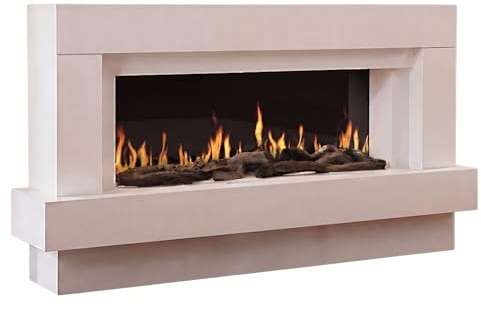 CHEMIN'ARTE Camino elettrico Linea 3XL 152cm da terra con effetto fiamma a led 7 colorati, bianco, con suono scoppiettante, WIFI, timer, 5 livelli di luminosità, telecomando