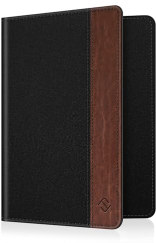 FINTIE Porte-Passeport Housse - Voyage Protecteur Portefeuille Pochette Etui de Protection pour Passeport, Carte d'embarquement, Carte d'identit, Denim Noir