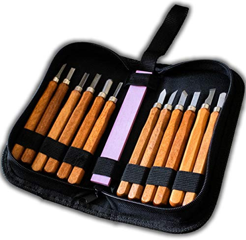 Holzschnitzwerkzeug Set 12-tlg Holz-Schnitzmesser, Profis Schnitzwerkzeug für Anfänger und Profis