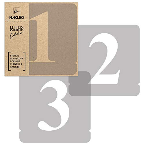 NAKLEO Stencil Numeri per Pittura 12 Pezzi Set, 5cm Cifre e Segni Times Roman Carattere, Stampini Plastica e Riutilizzabile, Modello Artigianato Fai da te, Pareti Muro Legno Tessuto