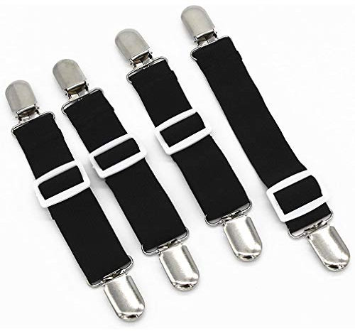 4 Piezas - Sujetadores de Sábanas de Cama Tirantes Correas de Sábanas Elásticos para Fundas de Colchón Sofá Mantel Botas Correas de Piernas Clips