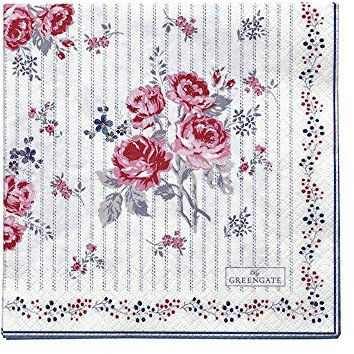 GREENGATE 20 Servietten ELISABETH WHITE aus Papier 33 cm PAPNAPLELB0112