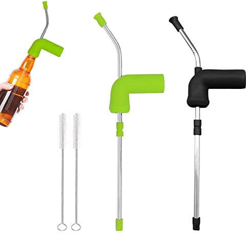 Belvanr Bier Schnorchel 2 Stück Bierschnorchel Bier Schnorchel Set Bierzapfer Party Spender Bierspender Doppelter Bierschnorchel Bierzapfanlage mit 2 Reinigungsbürsten,für Home Bar Club