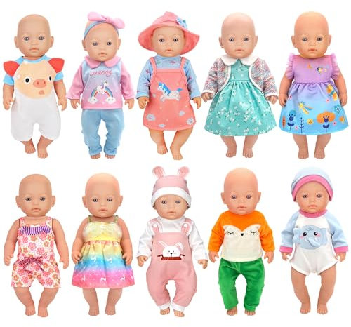 10 Sets Baby Puppe Kleidung Zubehör Spiel Set für 43cm / 17 Zoll Neugeborene Babypuppen (Keine Puppe)