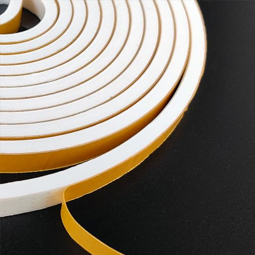 Weather Stripping Door Seal Strip, Strong Adhesive, Weatherproof, Reduce Noise, Gap Filler, Foam Insulation Tape for Doors and Windows (1/2 in x 1/4 in x 13 Ft), White