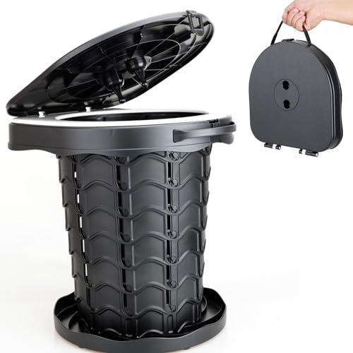 Boreeman Portable camping Toilet, Foldable and Height Adjustable, Load Capacity 400lbs, with Carrying Handle, Perfect for Camping, Travel & Car Use