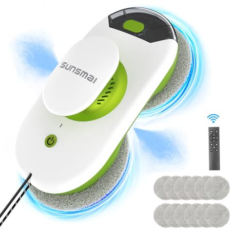 SUNSMAI S60-1A Mini Green Dual Side Spray Fensterputzroboter, Anti-verstopfungsfreie Elektrisch Automatischer Fensterroboter mit Wassersprühfunktion,3800pa Starke Anti-Drop Fensterputzer