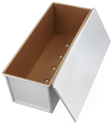 TAICHEUT Molde de pan plateado con tapa, 34 x 13,5 x 12 cm, antiadherente, de aleación de aluminio, para hornear pan, pasteles, postres, sándwiches