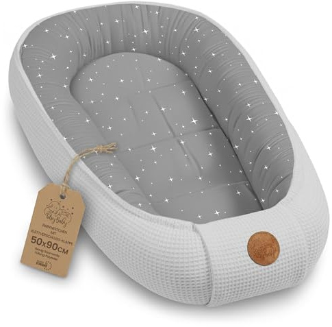 Babynest Neugeborene Nestchen Baby 50x90cm - Kokon Handmade zweiseitig aus Baumwolle Waffel mit Babynestchen Galaxie