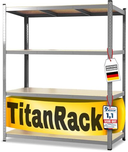 KARAT Étagère pour Charges Lourdes XXL, galvanisée, 200 x 150 x 80 cm, étagère de Rangement pour Garage, Cave et Atelier, étagère enfichable, étagère Large pour Cave, Atelier (TitanRack Big)