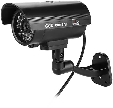 Qukaim Caméra factice avec flash LED, faux moniteur de sécurité CCTV, caméra factice antivol pour 3-6 mois, design réaliste, installation facile