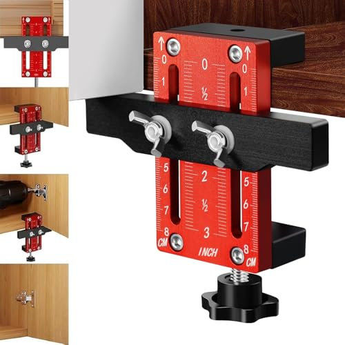 Positionneur d'installation de porte d'armoire en alliage d'aluminium – Outil de gabarit de porte de placard réglable avec pince pour fixer, aligner et monter des portes d'armoire – Support de placard