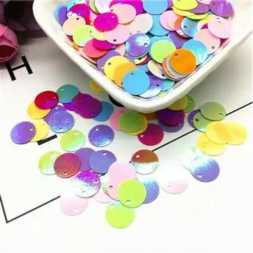 GUOZHAN 200 Stück 10 mm 20 mm Glitzer-Pailletten, Flache, runde Pailletten mit Blitzpulver für Bastelarbeiten