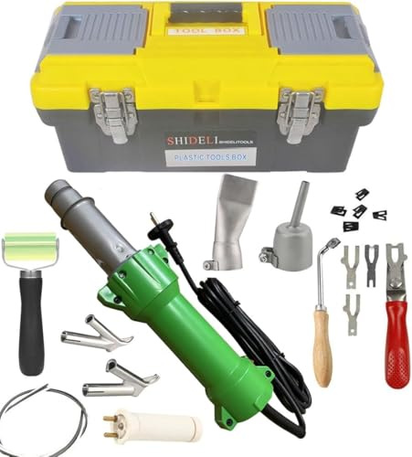 Beyondlife 1600W Led Éclairage outil de Soudage Soudure En Plastique Pistolet Chauffant à Chaud Ensemble Machine à Souder Pvc à Air Chaud, Avec Kit de Soudage Sol Papillon, Coffret Transport Pratique