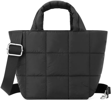 Kaempe Bolso cruzado para mujer, pequeño acolchado con cremallera, bolsillo acolchado para el hombro con correa de hombro desmontable para mujer, Negro , medium