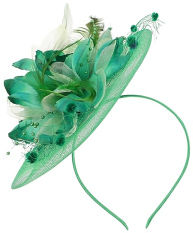 DECORNIJIA Chapeau Mariage Élégant en Polyester Vert Plume, Accessoire Coiffure Mariage Confortable pour Mariées, pour Weddings