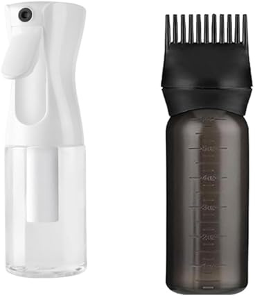 Hair Spray Bottles with Comb Applicator,2 PCS 200ml Continuous Fine Mist Water Sprayer Hair 170ml Oil Root Comb Bottle for Styling Plants Cleaning for Salon Hairstyling Plant Watering Cleaning