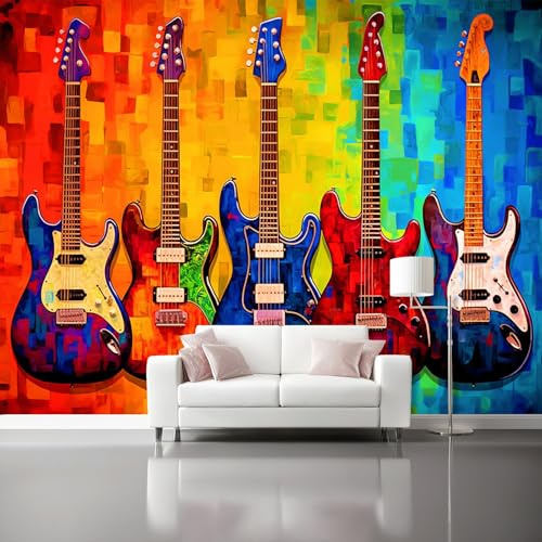 Carta da parati Musica Chitarra Elettrica 200 x 140 cm, Poster Foto Murale Carta da Parati Decorazione Parete Soggiorno Camera da Letto Cameretta per Bambin, Colorato