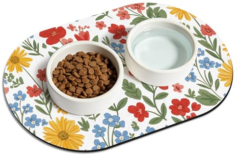 METEOROCK Tappetino Ciotola Cane, 51x30,5 cm Tappetino Sottociotola per Cani Assorbente, Sottociotola Gatto per Alimentazione Animali Domestici Che Evita la Fuoriuscita di Acqua