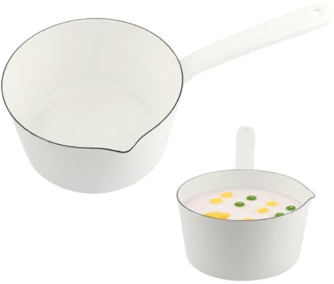 1.2L Enamel Milk Pan, Small Nonstick Saucepan with Pour Spouts, Butter Warmer,Melting Milk Boiling Porridge Soup Saucepan,Butter Warmer, Gas Stove Enamel Milks Pot with Handle for Home Kitchen