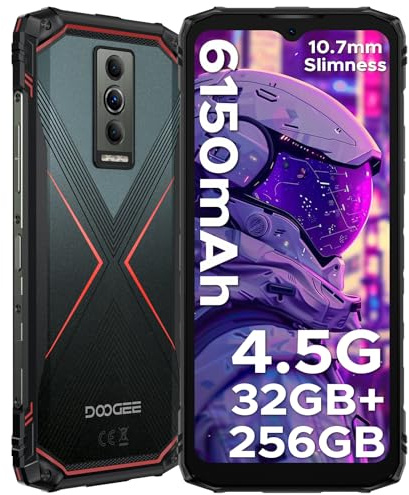 DOOGEERugged Blade10 Pro Energy Rugged Smartphone, 50MP+8MP, 32GB+256GB Telefono Indistruttibile, Android 15, 90Hz 6.56 HD+IPS, 6150mAh,Triple Card Slot,Fingerprint ID/Face Unlock/NFC- Rosso