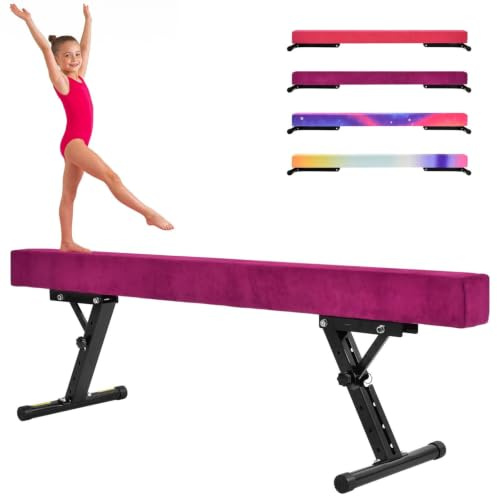 Generisch Barra de gimnasia regulable en altura 180 cm, 5 niveles 17-56 cm, con revestimiento antideslizante y zona de amortiguación integrada, barra de equilibrio con base ancha, ideal para