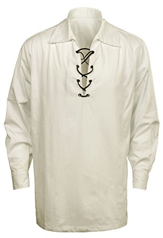 CUSFULL Camisa Escocesa de Hombre Estilo Jacobite Kilt Medieval Manga Larga Disfraz Clasico de Edad Media de Escocia Ropa Vintage