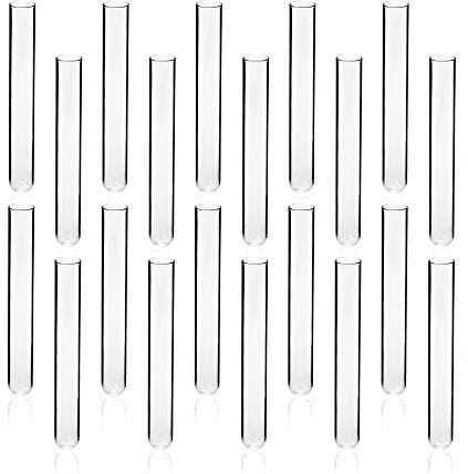 KENZIUM - 20er Pack Reagenzgläser | Volumen: 20 ml | Borosilikatglas: Runder Boden | Ideal für Labor, für alle Arten von Proben oder für Getränke und Shots