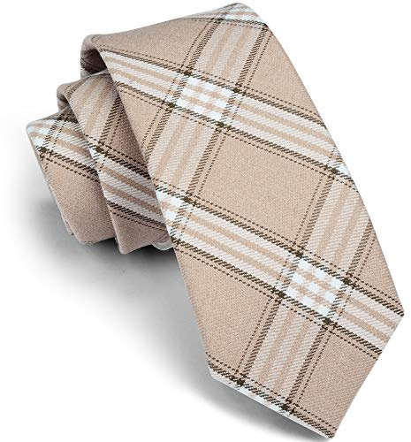 Gusleson 2.8（7cm） Plaid Necktie Tartan Woven TR Material Beige Tie (UK0910-23)