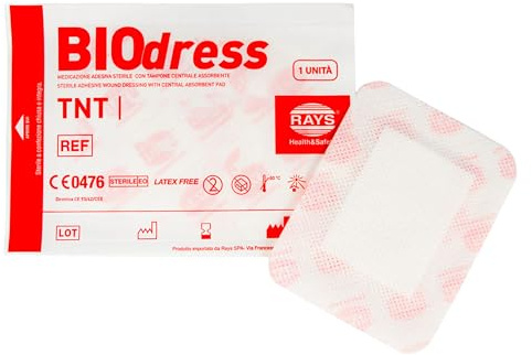 Rays Biodress Medicazione adesiva sterile in Tnt, Cerotti Post Operatori, 10x20 cm (25 unità)