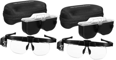 VILLCASE 2stücke Lupenbrille Mit Licht Wiederaufladbare Vergrößerungsbrille Für Präzises Arbeiten Handwerk Und Lesen Ergonomisches Design Für Brillenträger Klare Bei Schwachem Licht