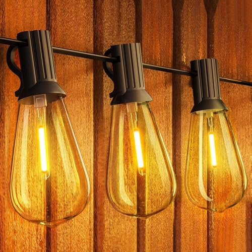 Yuucio LED Lichterkette Außen 18M, ST38 Outdoor Glühbirnen Aussen Mit 30+1 Plastik Birnen, Wasserdicht IP44 Hängende Lights Strom für Garten, Terrasse, Party, Café, 2700K Warmweiß