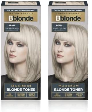 Jerome Russell Bblonde Maximum Colour Pearl Blonde Toner - Non Permanent Hair Toner for Pre Lightened & Naturally Blonde Hair, Neutralise Yellow Tones, No Ammonia/Peroxide, Lasts up to 8 Washes, 75ml
