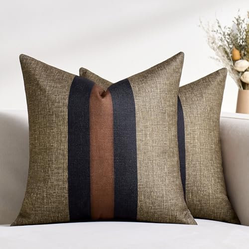 Kissenbezüge 40x40 Kissenbezüge Baumwolle Leinen Kissenhülle Sofakissen Dekokissen Braun Moderner Luxus Dekorative Kissenbezug Quadrat Couchkissen Bezug für Sofa Büro Couch Schlafzimmer Wohnzimmer