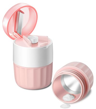 Pill Crusher Fine Powder - Cotatoc 3-in-1 Pill Crusher with Stainless Steel Grinding Pestle, Portable Pill Cutter and Crusher for Elderly and Pets (Pink)