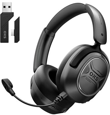 OXS Storm A2 Auriculares Inalámbricos para Juegos, Cancelación Activa de Ruido, Bluetooth 5.4 & Baja Latencia 2,4 GHz, Modos EQ Duales, 70 Horas de Batería, para PC, PS4, PS5, Switch y Móvil, Negro