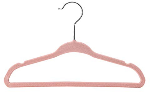 Lot de 10/20/30 Cintres antidérapants en Velours pour Enfants, cintres Solide Placard, Fins, avec Encoches, Peu encombrants- pour Vestes, Pantalons et vêtements habillés (Rose) (Rose, 10x)