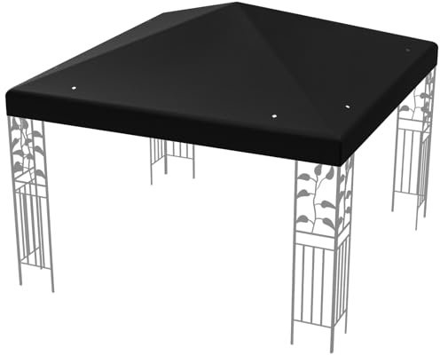 COSTWAY Ersättningstak paviljong 3 x 3 m, paviljongstak, ersättningsöverdrag med kardborreband, stabil och vattenavvisande, enkeltak för trädgårdspaviljong (svart)