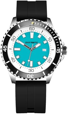 OXFANITE Men's Watch Analog Quartz Watches Sports Casual 30M Waterproof with Silicone Band Luminous Dial Easy to Read Black Blue