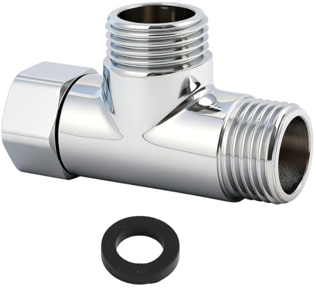 Raccordo A T in Ottone G1/2 Valvola Di Conversione A 3 Vie Con Guarnizioni, Adattatore Cromato Per Rubinetto Acqua Potabile, 20 Mm Raccordo A T 1/2 Pollice Installazione Facile E Universale