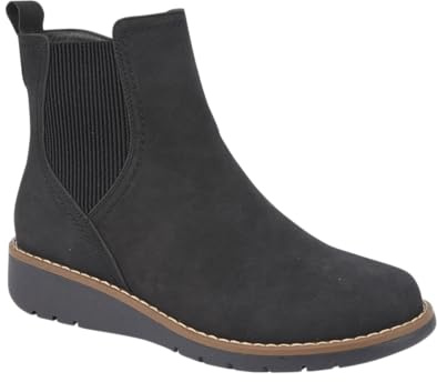 Jo & Joe Ladies Chelsea Ankle Boots - Lightweight Pull-on with Side Gusset & Wedge Sole Sizes 4-8 (Black, UK Footwear Size System, Adult, Women, Numeric, Medium, 6)