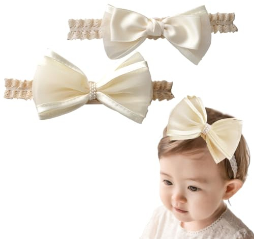 2 Piezas Bebé Niña Diadema, Diademas Elásticas Suaves para Bebés Recién Nacidos, para el Cabello para Fiestas, Sesiones