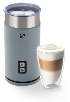 Tchibo Elektrischer Milchaufschäumer, Antihaftbeschichtung, warmer und kalter Milchschaum, 130 ml Fassungsvermögen, für Latte Macchiato, Cappuccino und Kakao, Grau