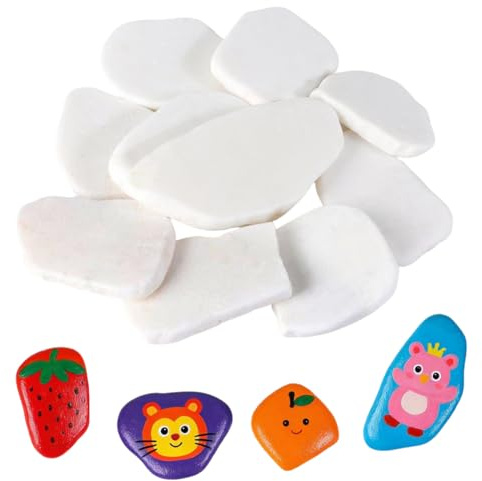 YiliYa Piedras Planas Grandes Pintadas Decoraciones - 10 Piezas 5-8cm Blancos Piedras Creativas Pintadas a Mano para Pintar/Decorativa Guijarros Guijarros de Playa Rocas Lisas Pintura para Artes