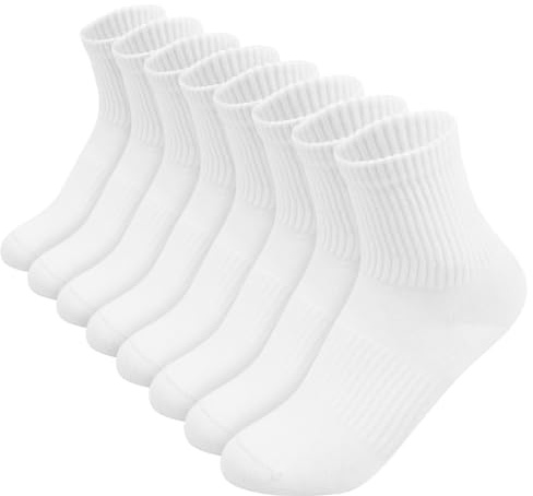 Soleeya 8 Pairs White Socks Womens 4-7,Soft 80% Cotton Ladies Trainer Socks | Breathable Thin Quarter Sports Socks, Mini Crew Socks Mens Womens Multipack for Running Walking Gym Cycling Walking Casual